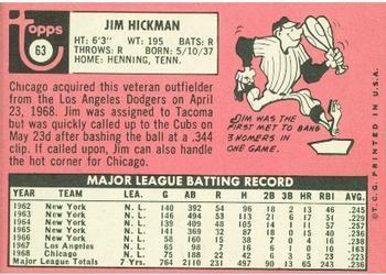Jim Hickman  baseball card collectible - Main Image 2