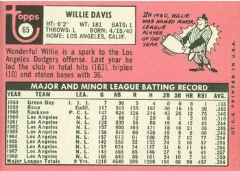 Willie Davis  baseball card collectible - Main Image 2