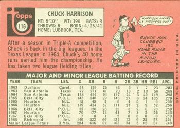 Chuck Harrison  baseball card collectible - Main Image 2