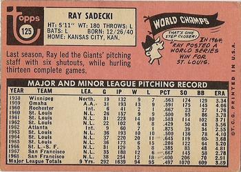 Ray Sadecki  baseball card collectible - Main Image 2