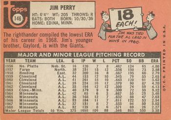 Jim Perry  baseball card collectible - Main Image 2