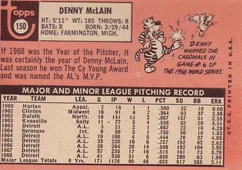 Denny McLain  baseball card collectible - Main Image 2