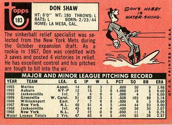 Don Shaw  baseball card collectible - Main Image 2