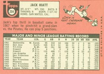 Jack Hiatt  baseball card collectible - Main Image 2