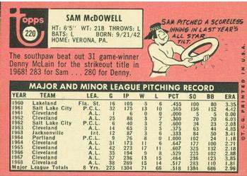 Sam McDowell  baseball card collectible - Main Image 2