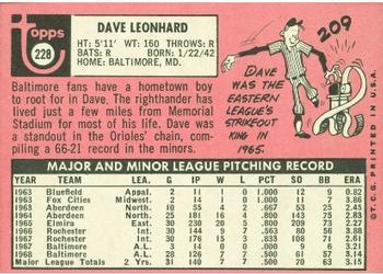 Dave Leonhard  baseball card collectible - Main Image 2