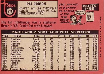 Pat Dobson  baseball card collectible - Main Image 2