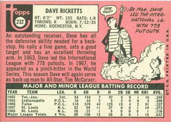 Dave Ricketts  baseball card collectible - Main Image 2