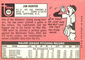 Jim Hunter  baseball card collectible - Main Image 2