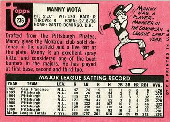 Manny Mota  baseball card collectible - Main Image 2