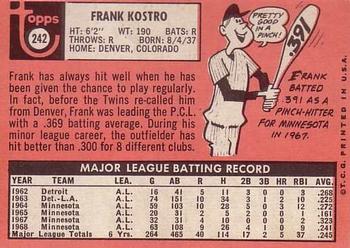 Frank Kostro  baseball card collectible - Main Image 2