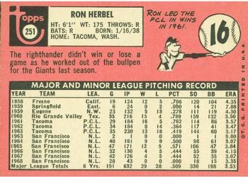 Ron Herbel  baseball card collectible - Main Image 2