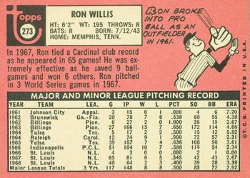 Ron Willis  baseball card collectible - Main Image 2