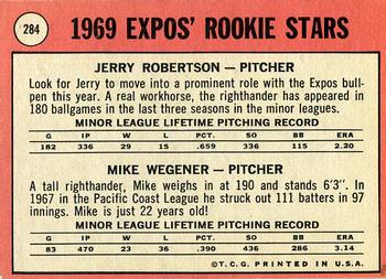 Expos 1969 Rookie Stars (Jerry Robertson / Mike Wegener)  baseball card collectible - Main Image 2