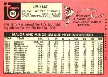 Jim Kaat  baseball card collectible - Main Image 2