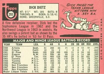 Dick Dietz  baseball card collectible - Main Image 2