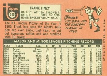Frank Linzy  baseball card collectible - Main Image 2