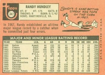 Randy Hundley  baseball card collectible - Main Image 2