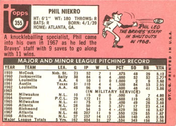 Phil Niekro  baseball card collectible - Main Image 2