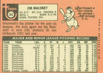 Jim Maloney  baseball card collectible - Main Image 2