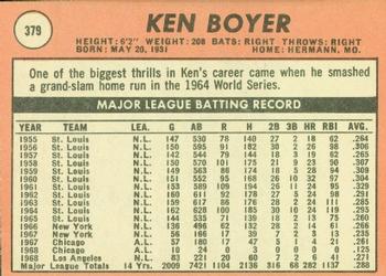 Ken Boyer  baseball card collectible - Main Image 2