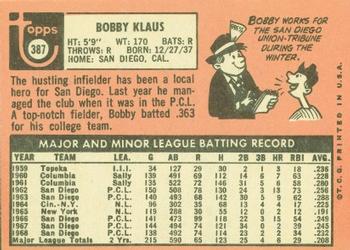 Bobby Klaus  baseball card collectible - Main Image 2