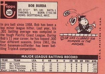 Bob Burda  baseball card collectible - Main Image 2