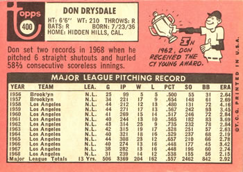Don Drysdale  baseball card collectible - Main Image 2