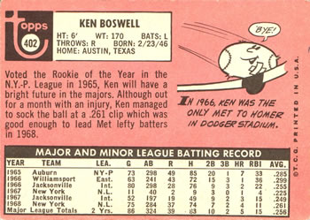 Ken Boswell  baseball card collectible - Main Image 2