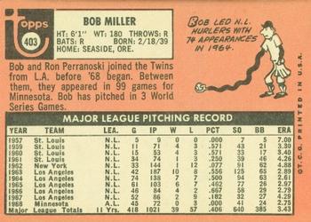 Bob Miller  baseball card collectible - Main Image 2