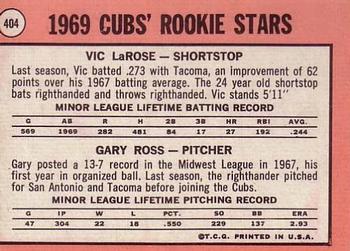 Cubs 1969 Rookie Stars (Vic LaRose / Gary Ross)  baseball card collectible - Main Image 2