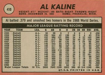 Al Kaline  baseball card collectible - Main Image 2