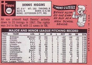 Dennis Higgins  baseball card collectible - Main Image 2
