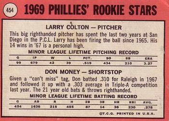 Phillies 1969 Rookie Stars (Larry Colton / Don Money)  baseball card collectible - Main Image 2