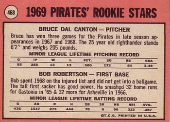 Pirates 1969 Rookie Stars (Bruce Dal Canton / Bob Robertson)  baseball card collectible - Main Image 2