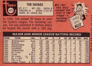 Ted Savage  baseball card collectible - Main Image 2