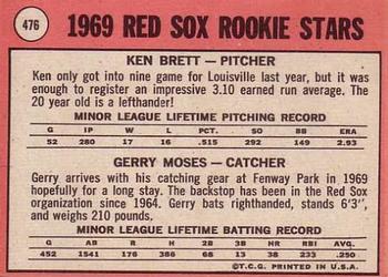 Red Sox 1969 Rookie Stars (Ken Brett / Gerry Moses)  baseball card collectible - Main Image 2