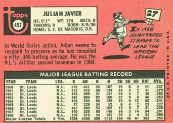 Julian Javier  baseball card collectible - Main Image 2