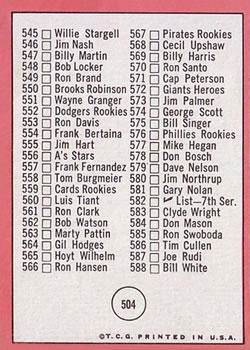 6th Series Check List: 513-588  baseball card collectible - Main Image 2