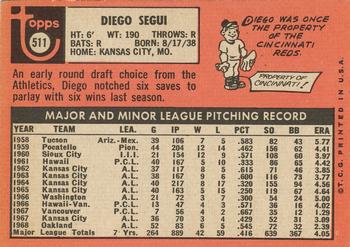 Diego Segui  baseball card collectible - Main Image 2