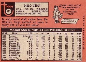 Diego Segui  baseball card collectible - Main Image 2