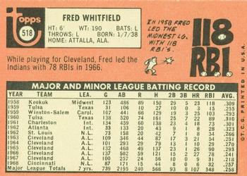 Fred Whitfield  baseball card collectible - Main Image 2