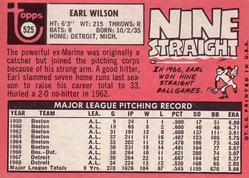 Earl Wilson  baseball card collectible - Main Image 2