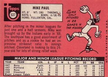 Mike Paul  baseball card collectible - Main Image 2