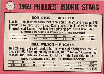 Phillies 1969 Rookie Stars (Ron Stone / Bill Wilson)  baseball card collectible - Main Image 2
