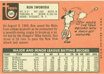 Ron Swoboda  baseball card collectible - Main Image 2