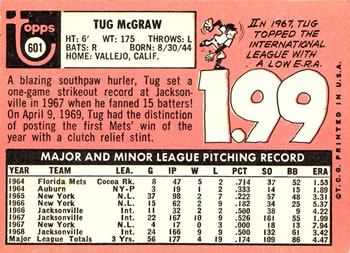 Tug McGraw  baseball card collectible - Main Image 2