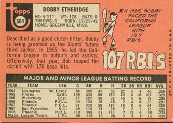 Bobby Etheridge  baseball card collectible - Main Image 2