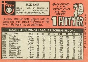 Jack Aker  baseball card collectible - Main Image 2