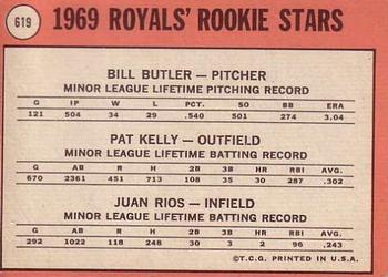 Royals 1969 Rookie Stars (Bill Butler / Pat Kelly / Juan Rios)  baseball card collectible - Main Image 2